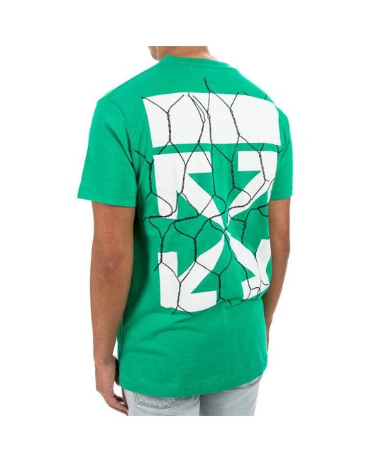 Off-White c/o Virgil Abloh Green Fence Arrows T-Shirt Arrow Printing Short Sleeve for men