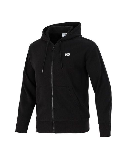 PUMA Black Athleisure Casual Sports Hooded Jacket for men