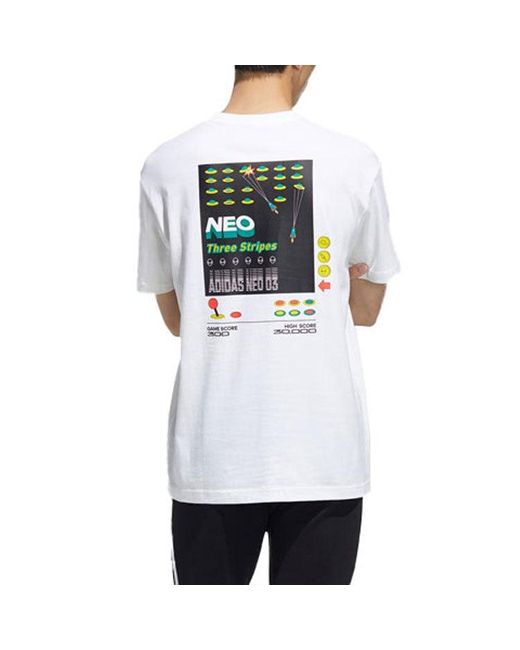 Adidas White Neo Alphabet Micro Mark Round Neck Short Sleeve T-Shirt for men