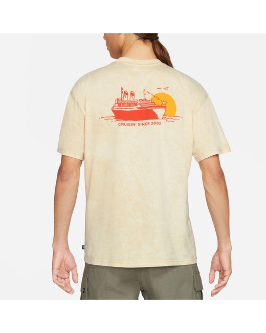 Nike Natural Sb Back Printing Washed Sports Skateboard Short Sleeve for men