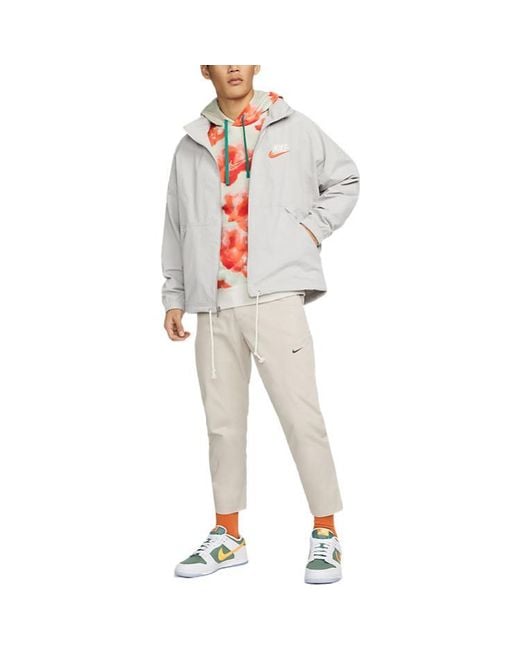 Nike Gray Sportswear Alphabet Logo Woven Jacket Light Mineral for men
