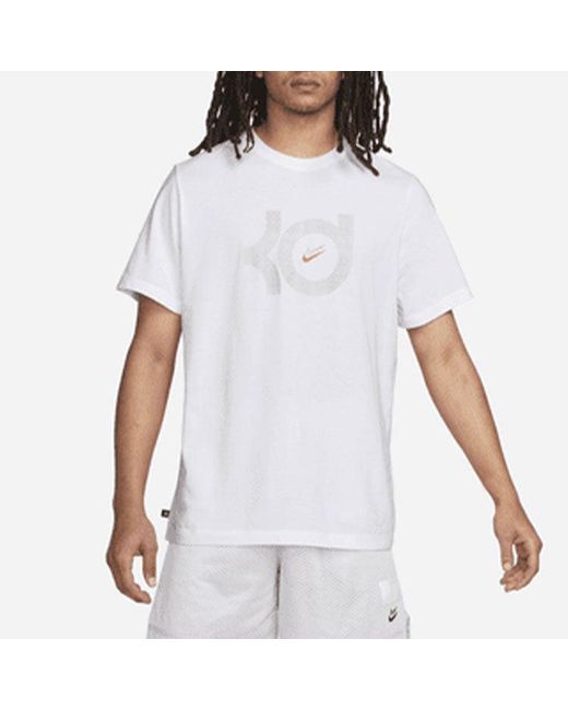 Nike Dri-fit Kd Logo Geometry Pattern Printing Solid Color Short Sleeve White for men