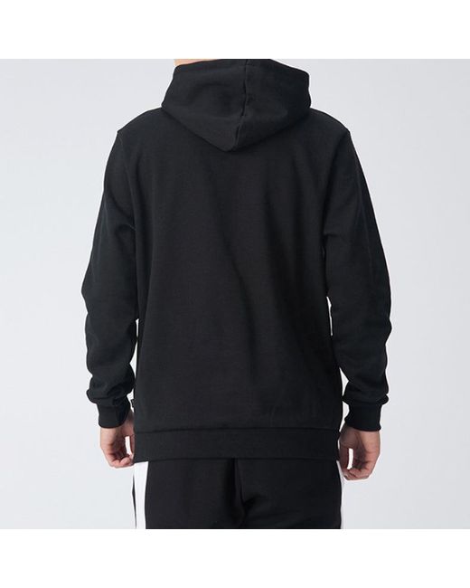 PUMA Black Ess Logo Sports Hooded Printed Fleece for men