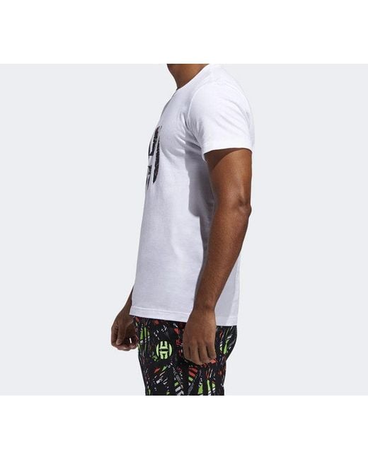 Adidas White Harden Logo Tee Basketball Sports Short-Sleeve Tee for men