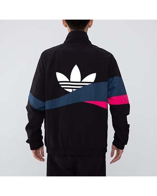 Adidas Blue Originals Ts Track Top Logo Printing Contrasting Colors Sports Jacket Autumn for men