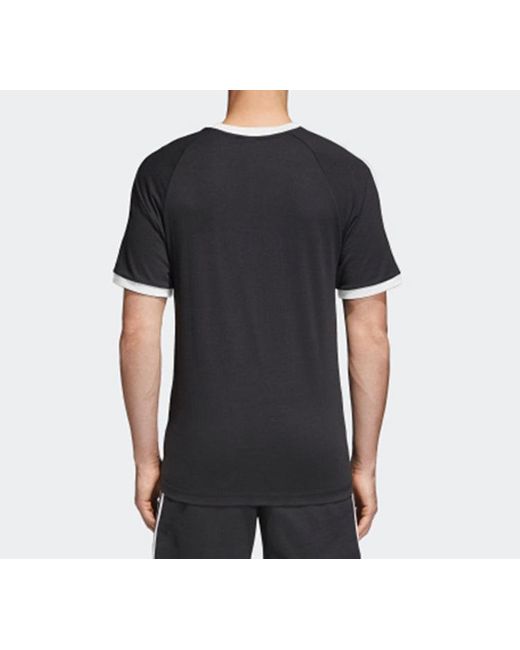 Adidas Black Originals 3-Stripes Tee Casual Loose Round Neck Logo Stripe Short Sleeve for men