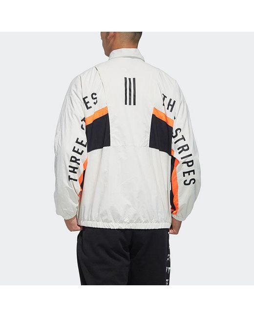 Adidas White Mh Cb Jkt Back Alphabet Logo Printing Sports Stand Collar Jacket Autumn for men