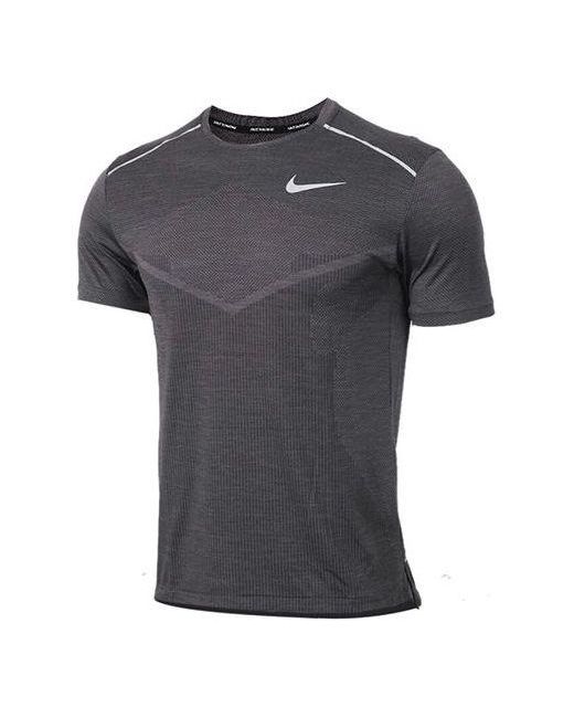 Nike Gray Techknit Ulta Reflective Running Sports Short Sleeve for men