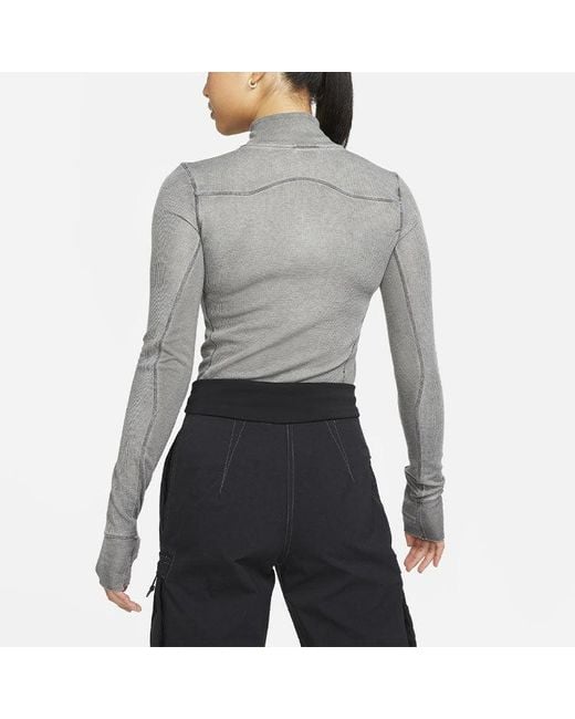 Nike Gray (Wmns) Acg Steeple Rock Half Zipper Slim Fit Long Sleeves T-Shirt