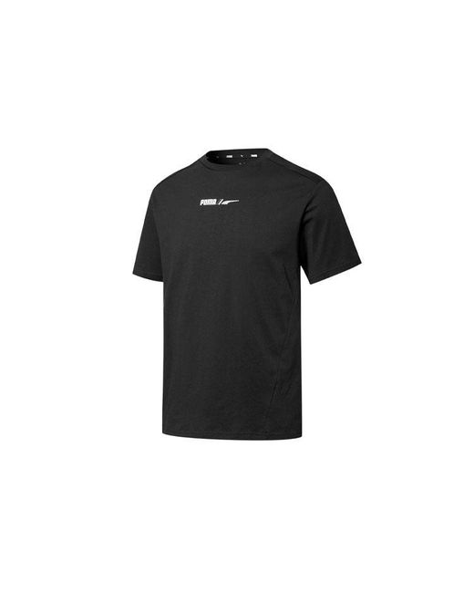 PUMA Black Advanced Printing Round Neck Sports Short Sleeve for men