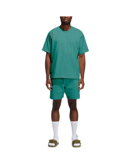 Adidas Green X Crossover Solid Color Round Neck Pullover Short Sleeve Couple Style for men