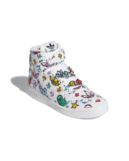 Adidas Blue Jeremy Scott X Forum 84 High 'Monogram Graffiti' for men