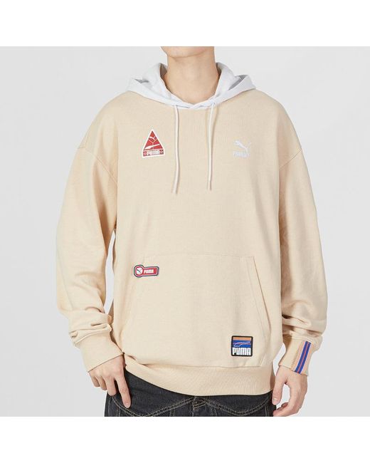 PUMA White Team Badge Hoodie for men
