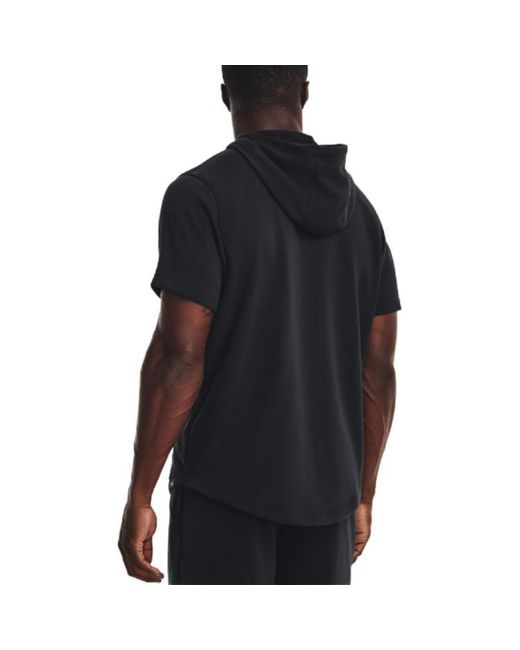 Under Armour Black Project Rock Terry Short Sleeve Hoodie for men