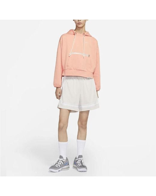 Nike Pink (Wmns) Embroidered Logo Big Pocket Short Sports Hoodie