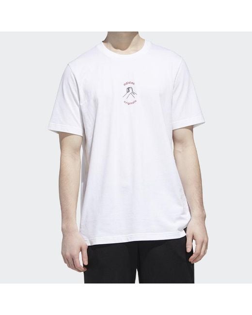Adidas White Originals Mic Graphic T 1 Sports Short Sleeve for men