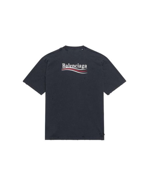 Balenciaga Blue Political Campaign T-Shirt Large Fit 'Washed' for men