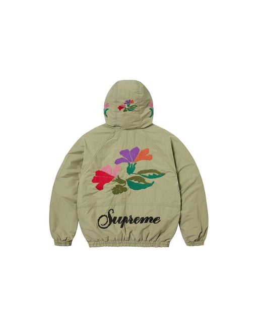 Supreme Green Needlepoint Hooded Jacket for men