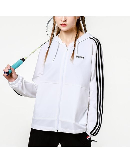 Adidas Blue (Wmns) Neo Training Sports Stripe Loose Hooded Jacket