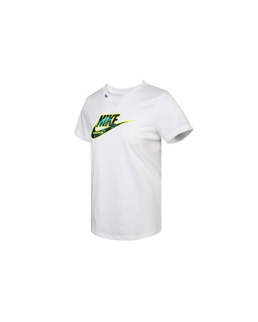 Nike White (Wmns) Sportswear Round Neck Casual Short Sleeve