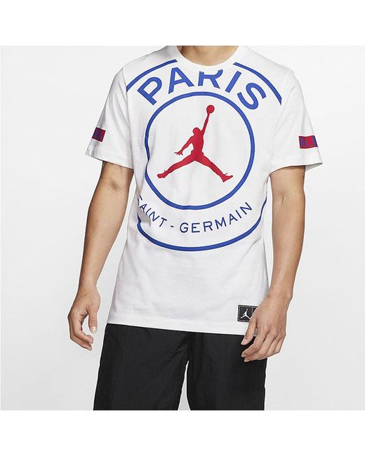 Nike Blue Paris Saint-Germain Logo Tee Printing Short Sleeve Us Edition for men