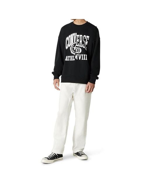 Converse Black Alphabet Logo Printing Round Neck Pullover for men