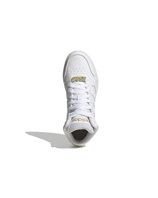 Adidas White (Wmns) Hoops 3.0 Mid Classic Shoes Metallic'