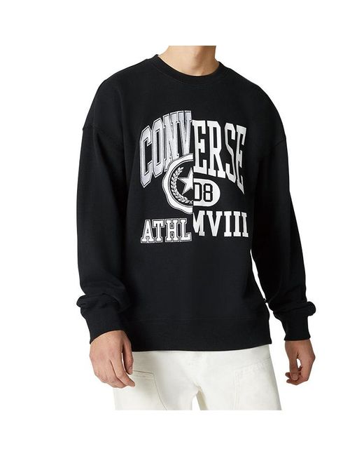 Converse Black Alphabet Logo Printing Round Neck Pullover for men