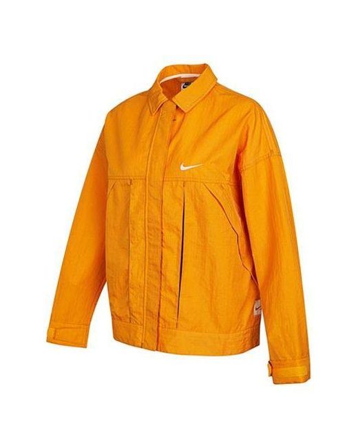 Nike Orange (Wmns) Sportswear Swoosh Back Logo Printing Woven Jacket
