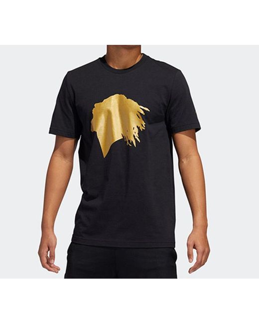 Adidas Black Metallic Rose Printing Basketball Sports Short Sleeve for men
