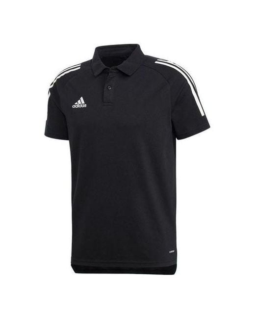 Adidas Black Logo Embroidered Stripe Sports Short Sleeve Polo Shirt for men