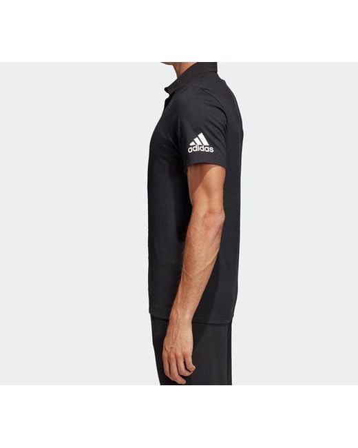 Adidas Black Mh Plain Casual Sports Short Sleeve Polo Shirt for men