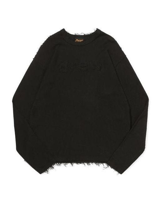 Drew House Black Reverse Terry Secret Long Sleeve T-Shirt for men