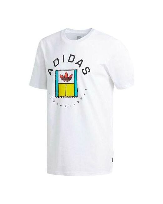 Adidas White Originals Funny Logo Printing Sports Short Sleeve for men