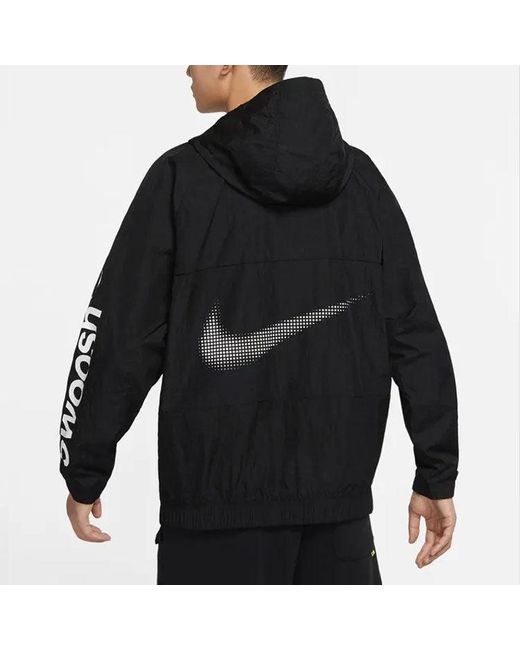 Nike Black Alphabet Logo Printing Woven Hooded Jacket Autumn for men