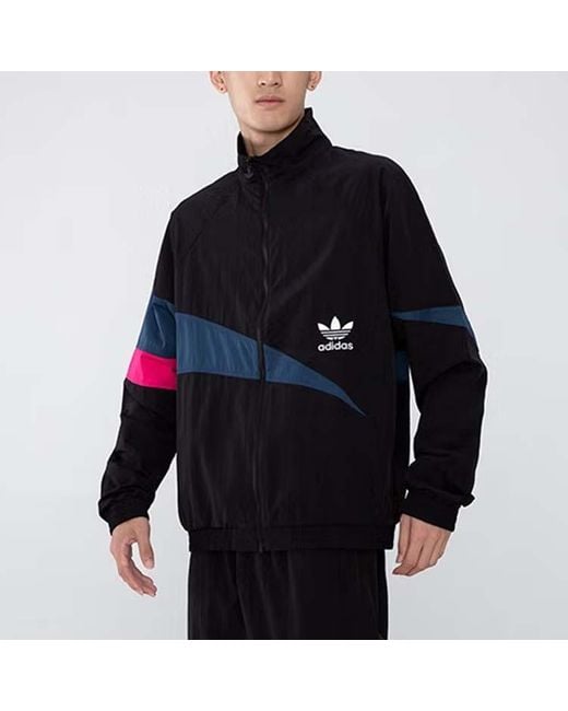 Adidas Blue Originals Ts Track Top Logo Printing Contrasting Colors Sports Jacket Autumn for men
