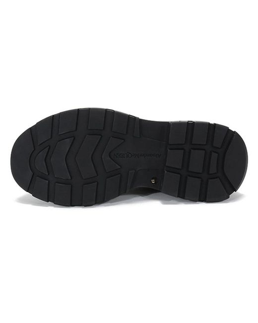 McQueen Black Tread Slick Lace Up Boot 'Triple Leather' for men