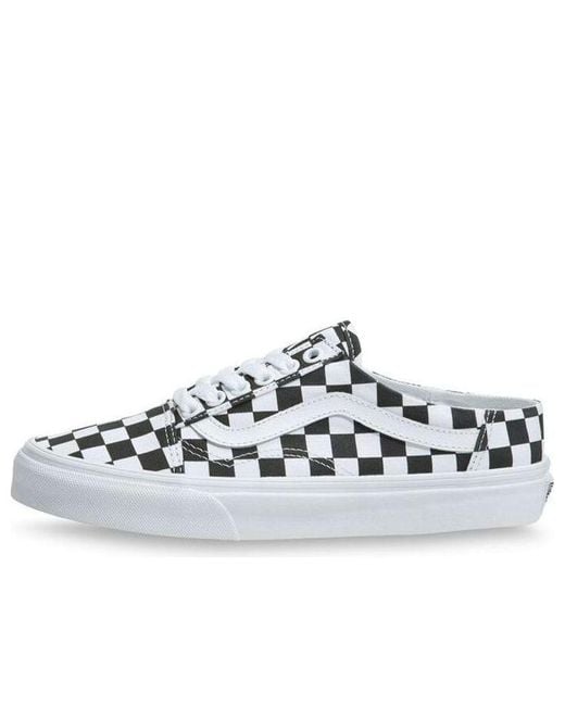 Vans White Checkerboard Old Skool Mule Chessboard for men