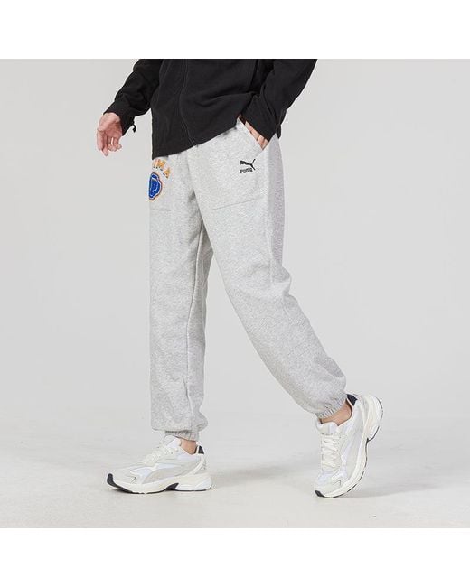 PUMA Gray Team Pants Tr Logo Pants for men