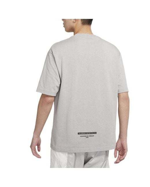 Nike Gray Solid Color Logo Alphabet Round Neck Short Sleeve for men