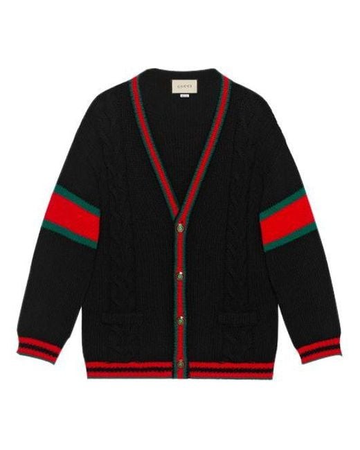 Gucci Black Cable Knit Oversize Cardigan for men