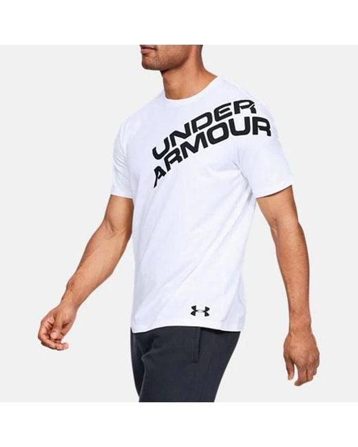 Under Armour White Wordmark Shoulder Short Sleeve for men