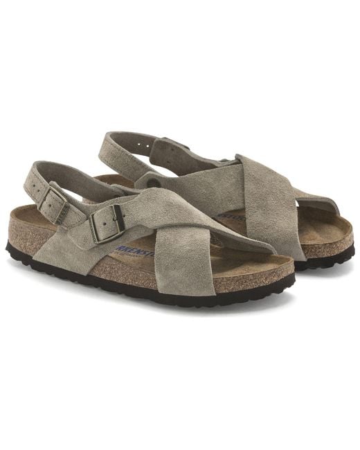 Birkenstock Brown Tulum Suede Leather Narrow Fit Sandals 'Taupe' for men