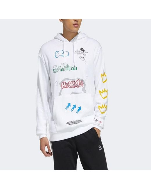 Adidas White Originals Fangtastic Series Disney Mickey Printing Pullover for men