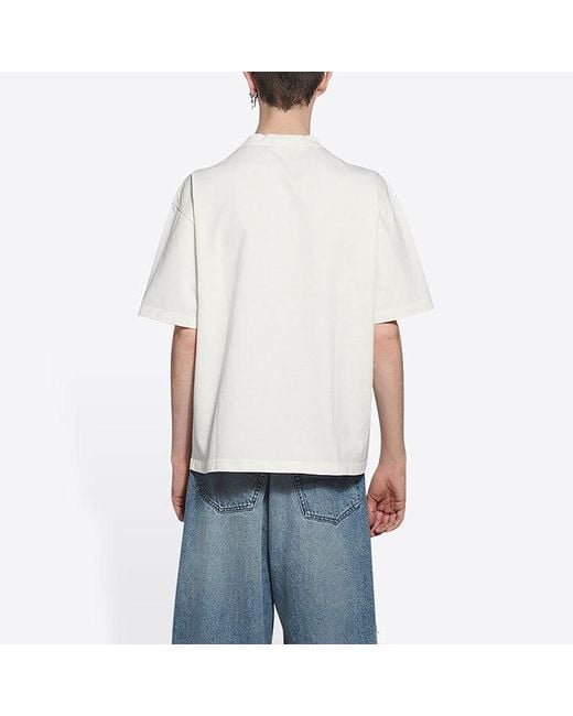 Balenciaga White Varsity Logo T-Shirt Medium Fit for men