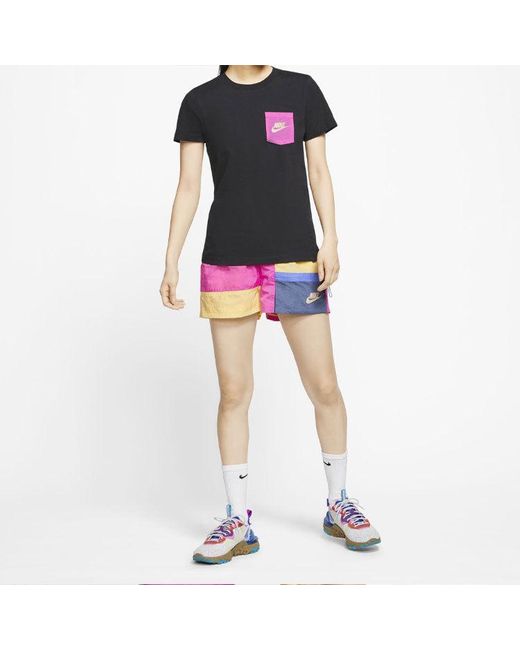 Nike Black (Wmns) As W Nsw Tee Contrasting Colors Logo Short Sleeve