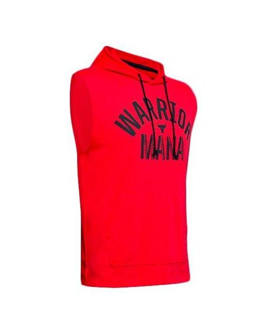 Under Armour Red Project Rock Training Sports Hooded Sleeveless for men