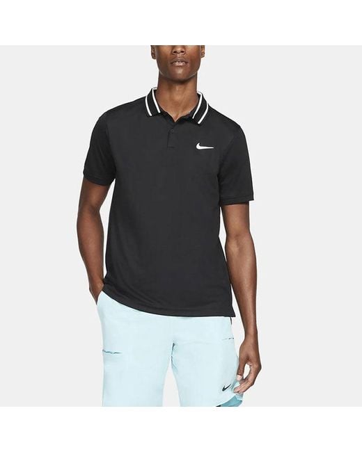 Nike Black Casual Sports Logo Pattern Printing Short Sleeve Polo Shirt for men