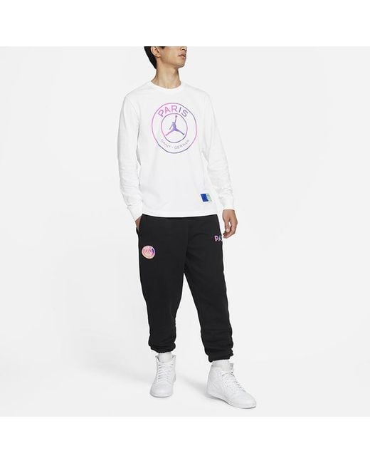 Nike White Paris Saint-Germain Casual Sports Crew Neck Long Sleeve for men