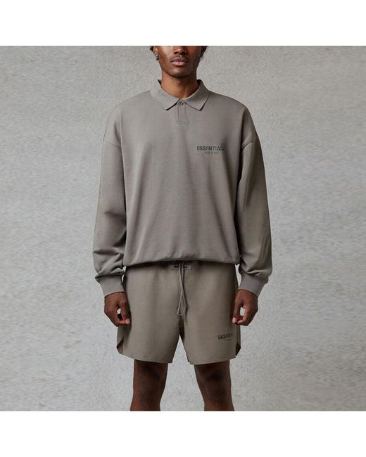 Fear Of God Gray Fw20 Long Sleeve Polo Shirt 'Cement' for men